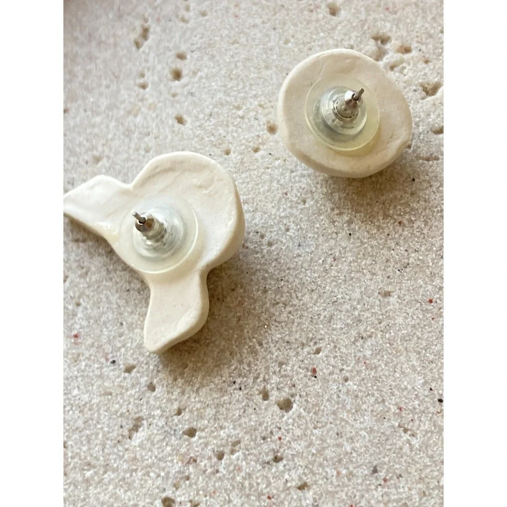 Artisan Pig Face Stud Earrings Hand Painted Novelty Farm Animal Handmade Ceramic